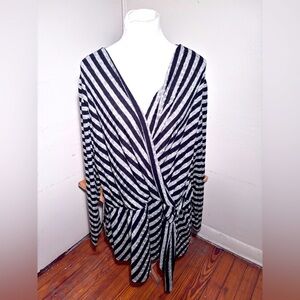 Lane Bryant Striped Wrap Front Tunic Shirt NWT